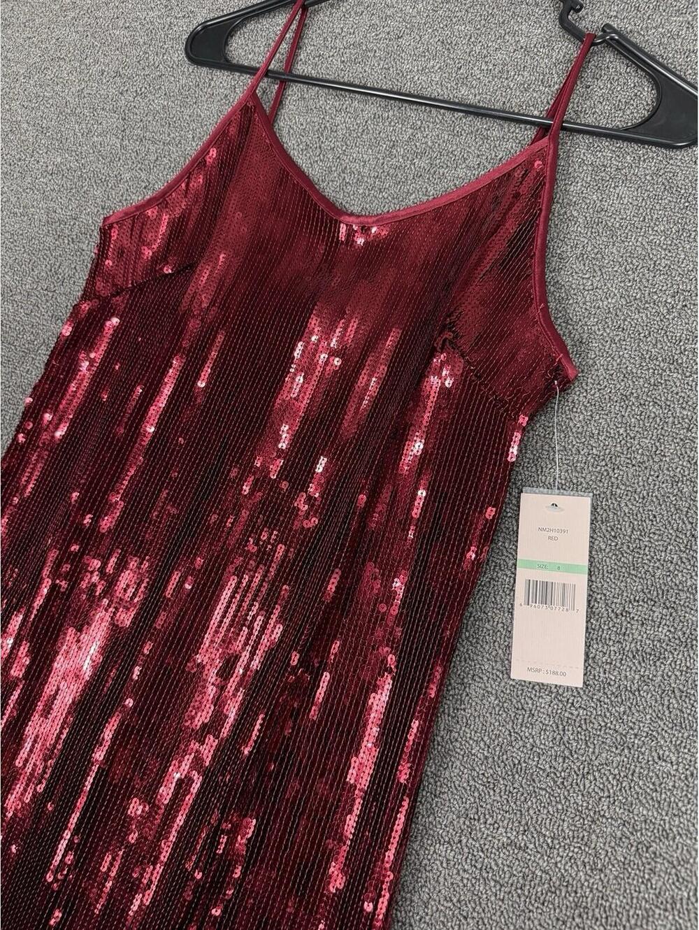 Nanette Lepore Womens 8 Red Art Deco Sequin Fringe Flapper Dress Retro Sparkly - Picture 3 of 7